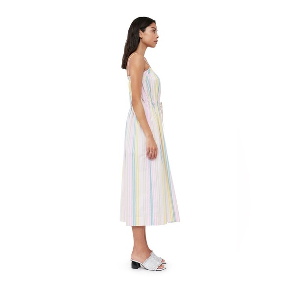 NWOT GANNI Stripe Cotton Maxi Strap Dress Multicolor Boho Casual Women’s Size 4 - Picture 3 of 16